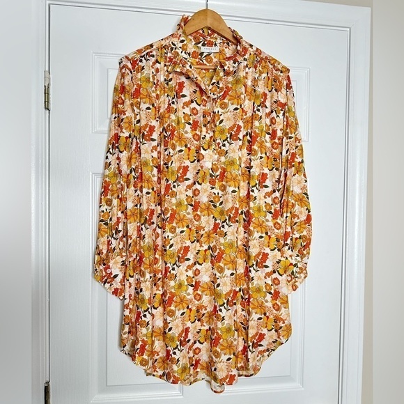 SANDRO PARIS floral long sleeve mini dress 38/Small NWT - Picture 2 of 13